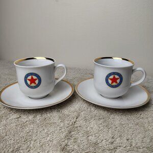 EPIAG DF Coffee Tea Cup Set Saucers Porcelain AC Sparta Praha Czech Football